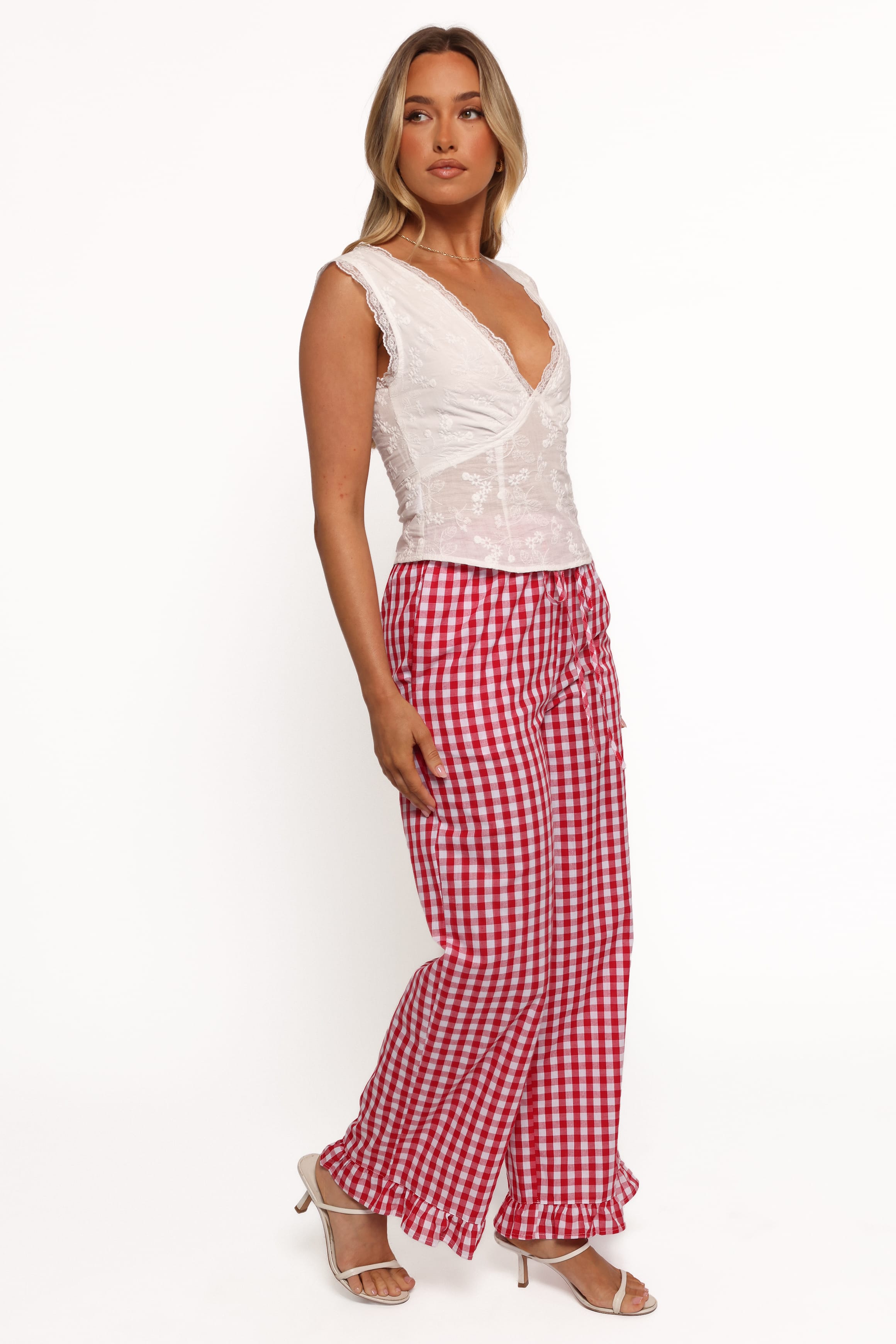 Wide Leg Pant - Red Gingham