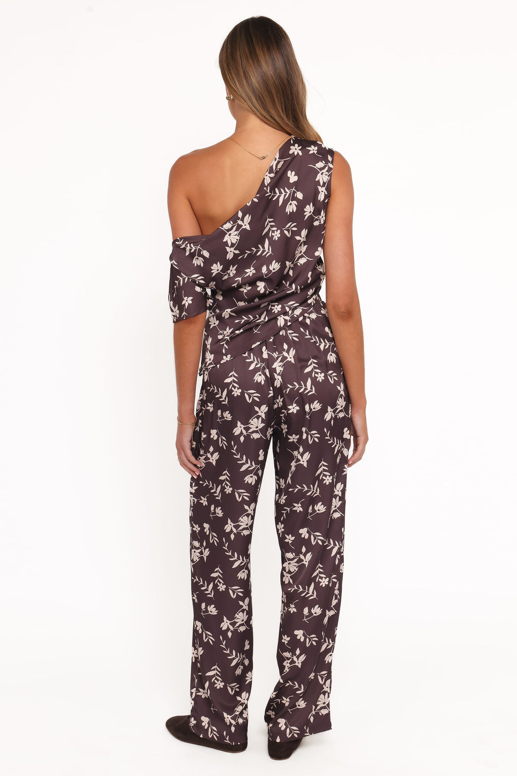 Wide Leg Pant - Brown Cream Floral