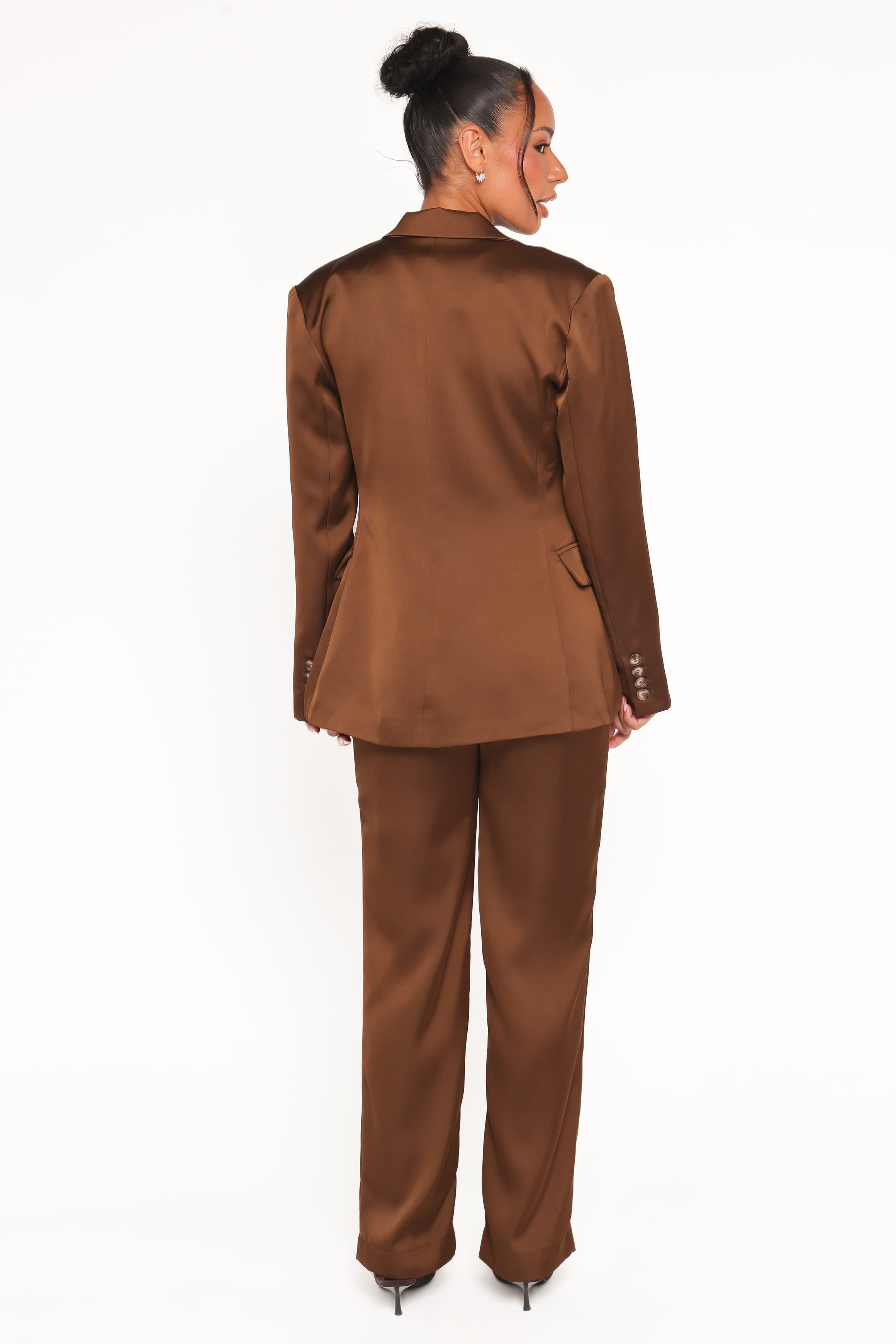 Straight Leg Tailored Pant - Brown