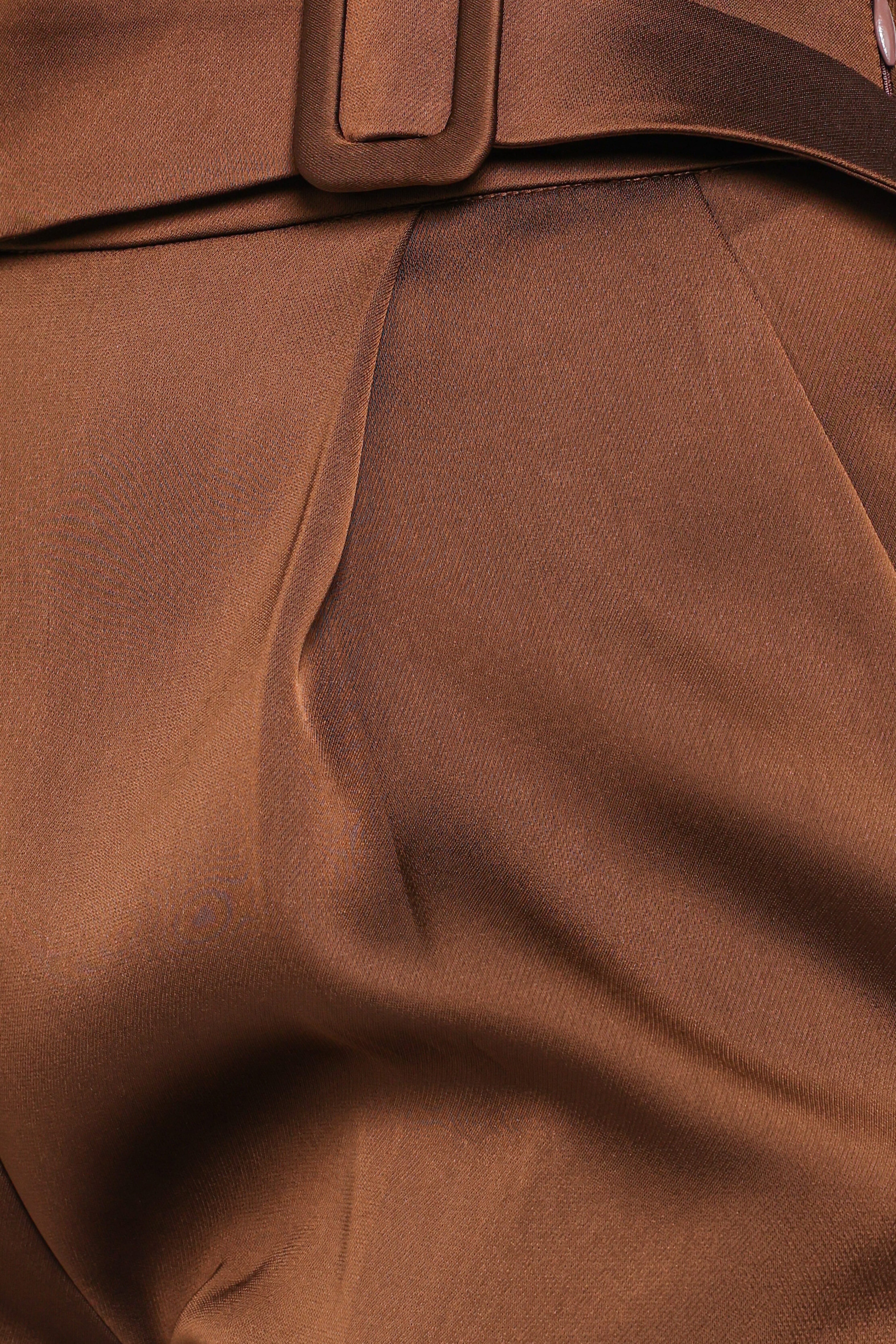 Straight Leg Tailored Pant - Brown