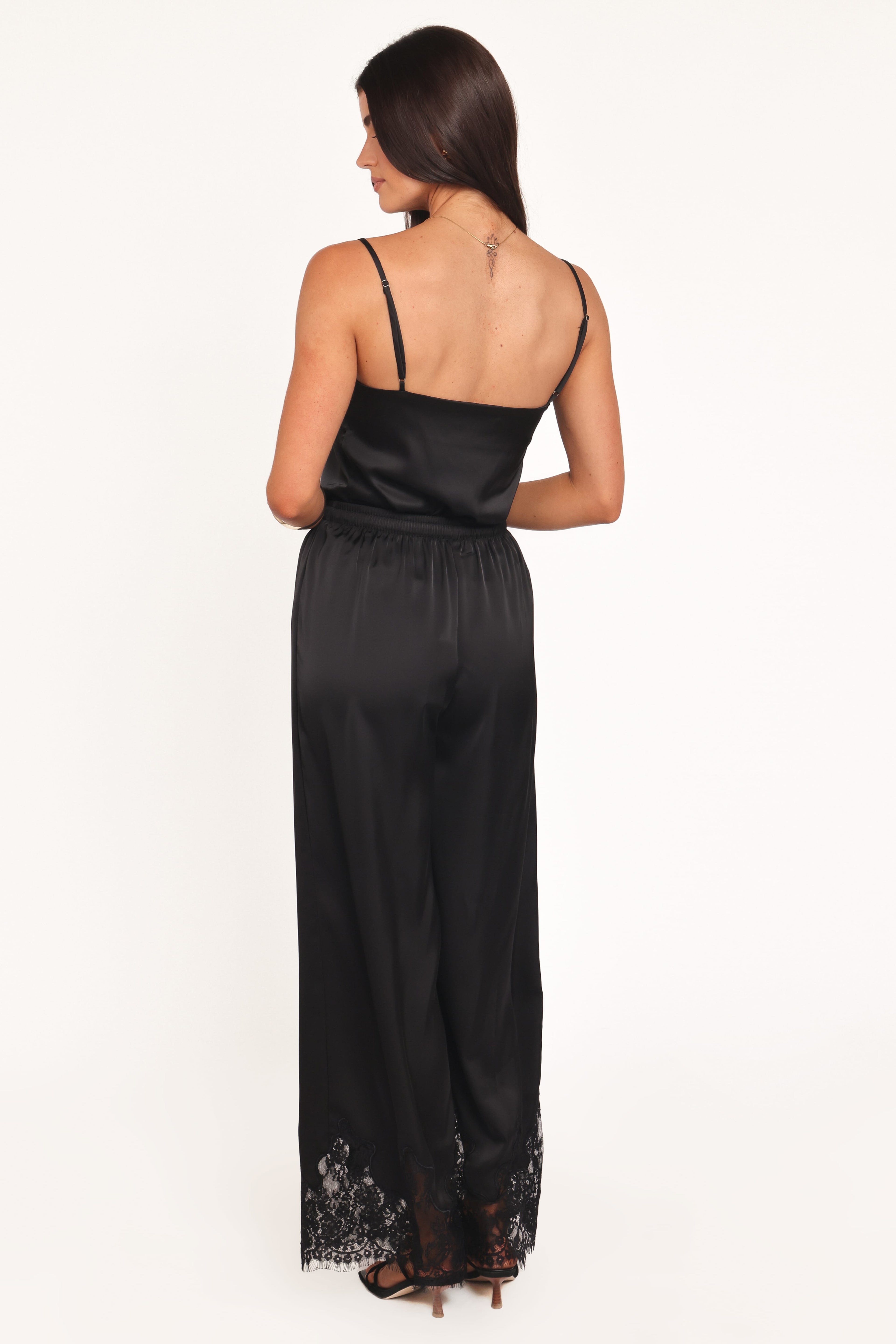 Drawstring Wide Leg Pant - Black