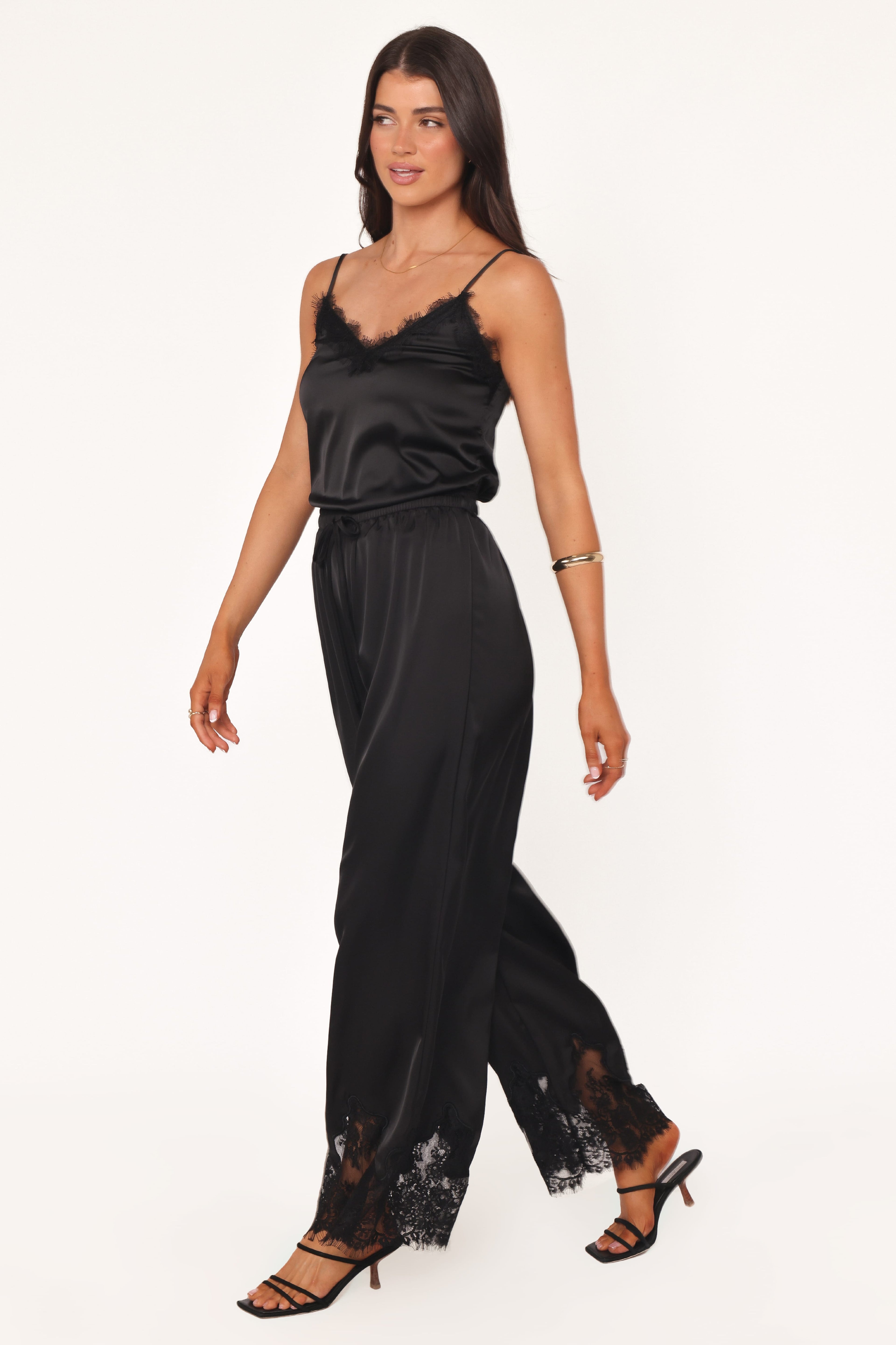 Drawstring Wide Leg Pant - Black
