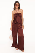 Wide Leg Tailored Pant - Brown