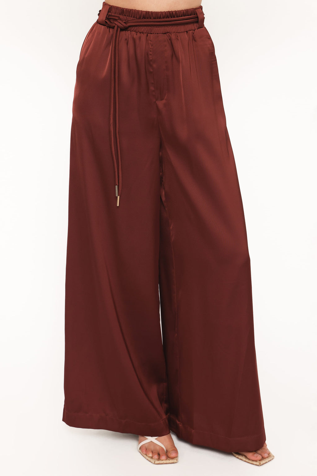 Wide Leg Tailored Pant - Brown