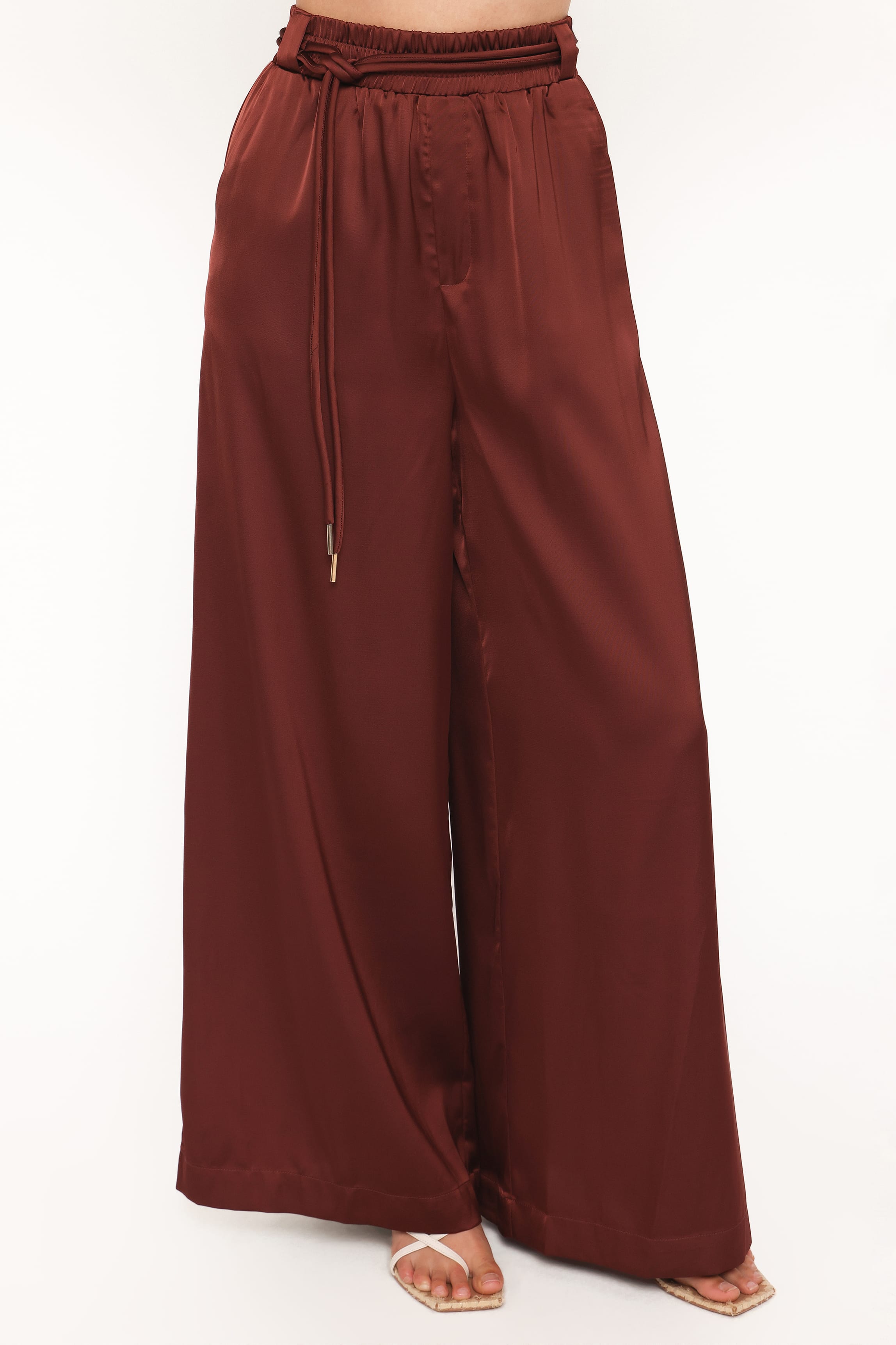 Wide Leg Tailored Pant - Brown