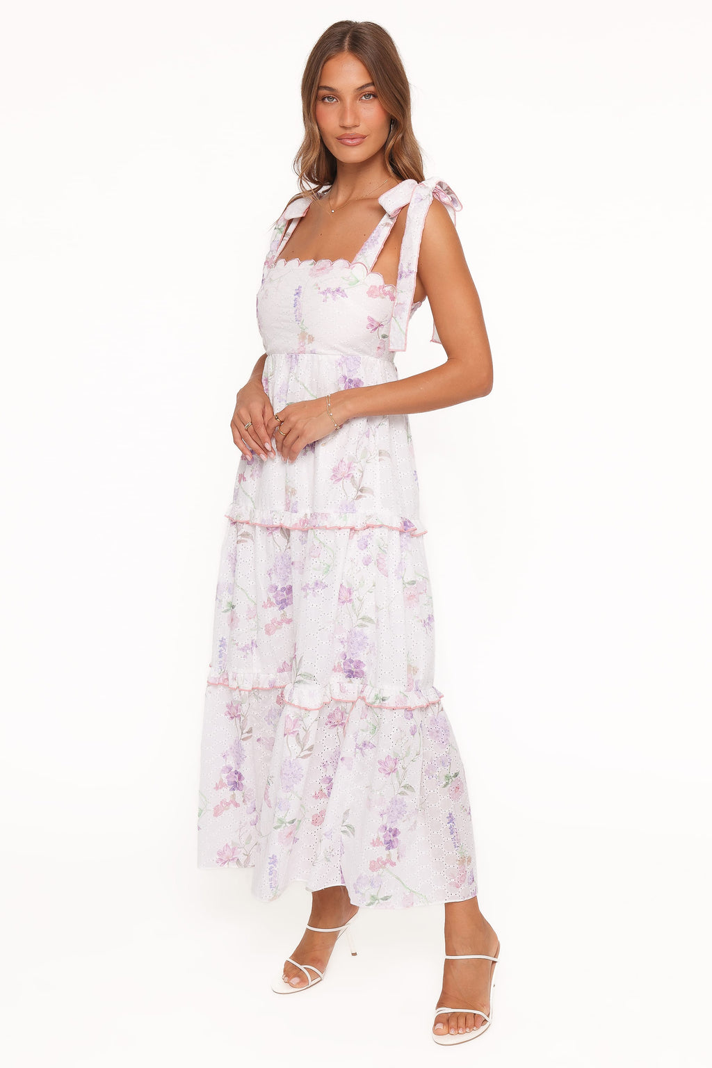 Maxi Dress - Purple Floral Tiered