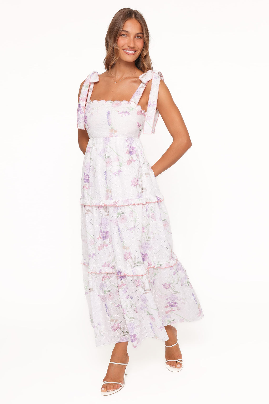 Maxi Dress - Purple Floral Tiered