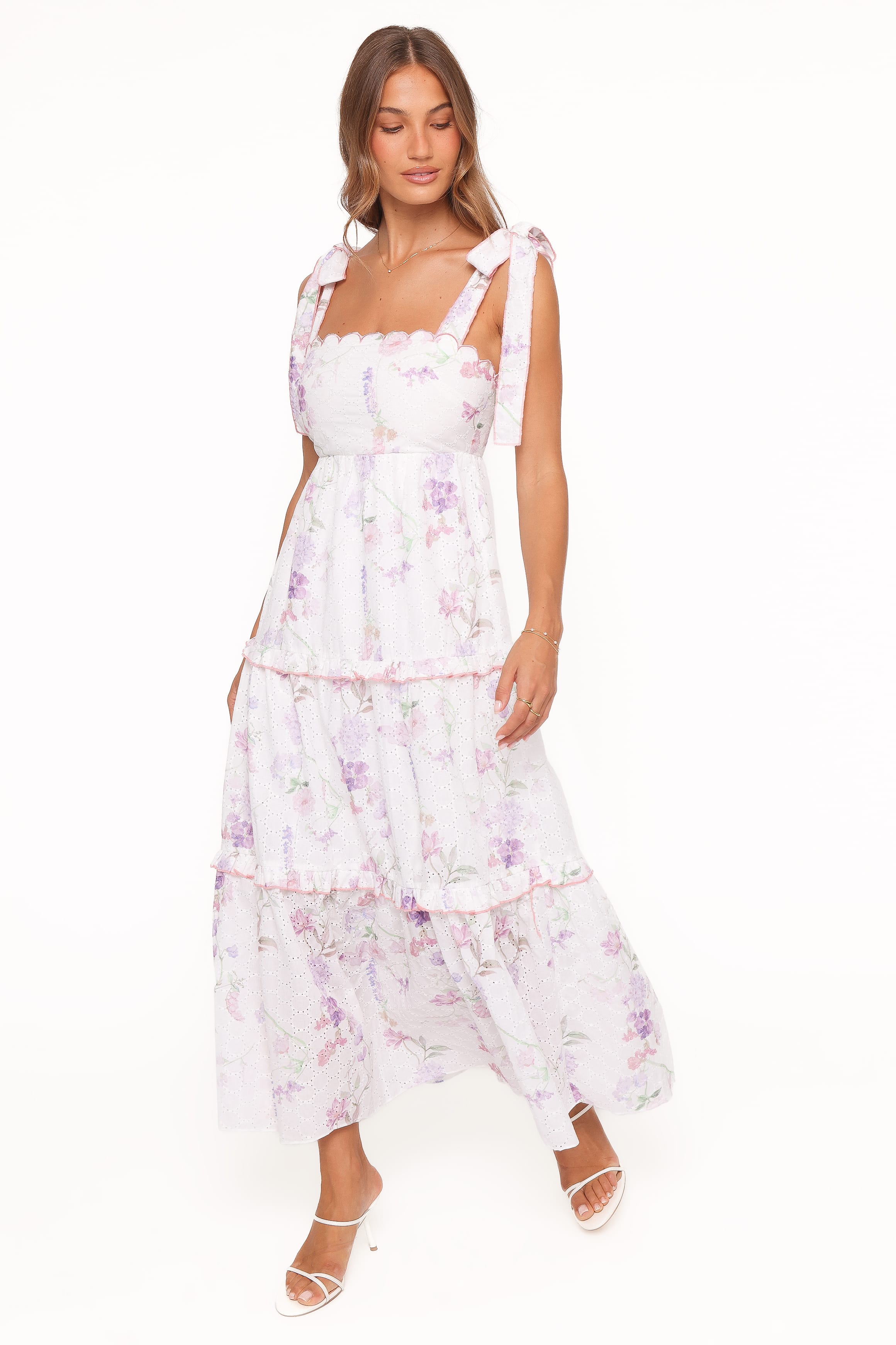 Maxi Dress - Purple Floral Tiered