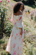 Off Shoulder Maxi Dress - Pink Garden Floral