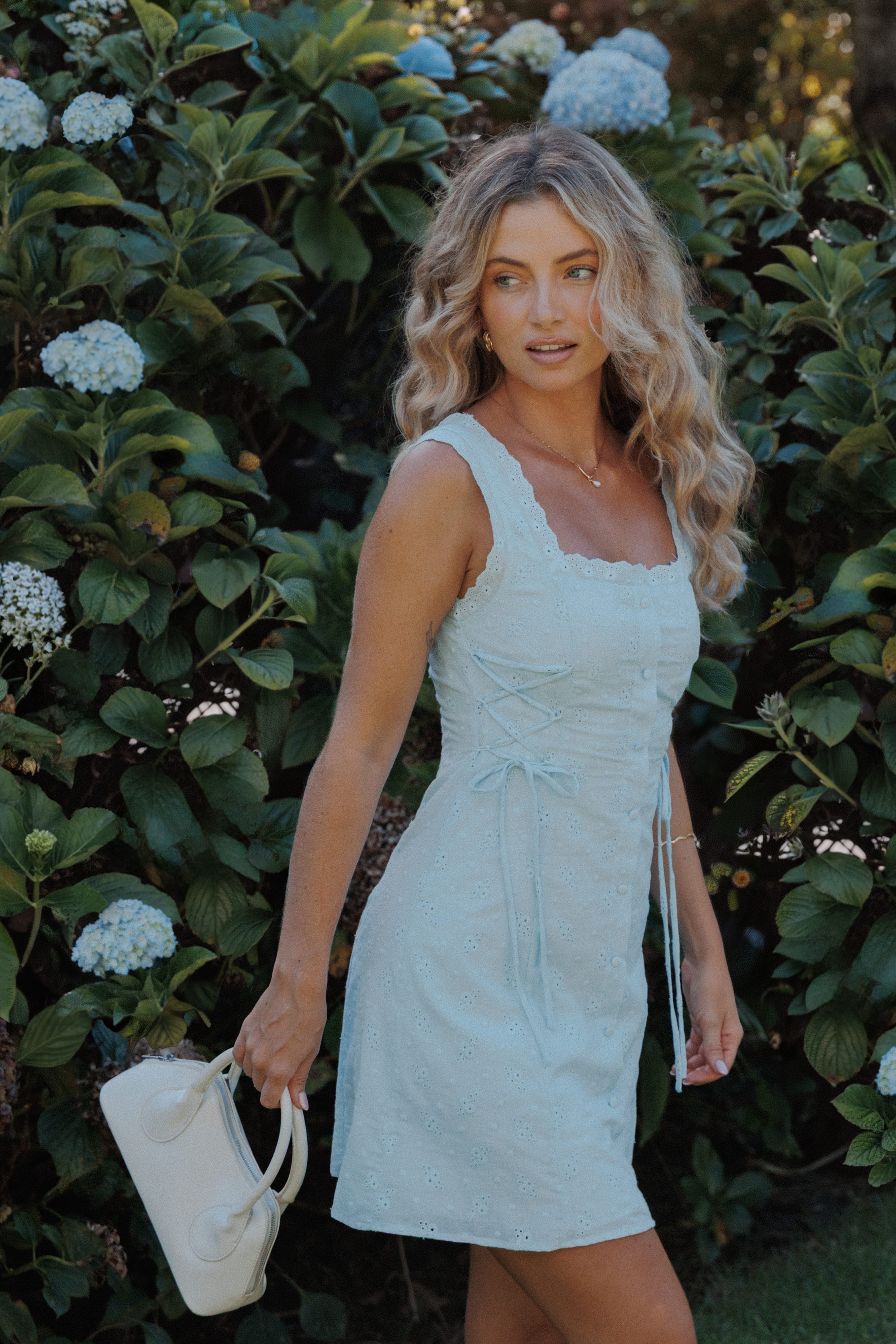 Mini Dress - Pale Blue Floral