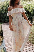 Off Shoulder Maxi Dress - Lavender Floral
