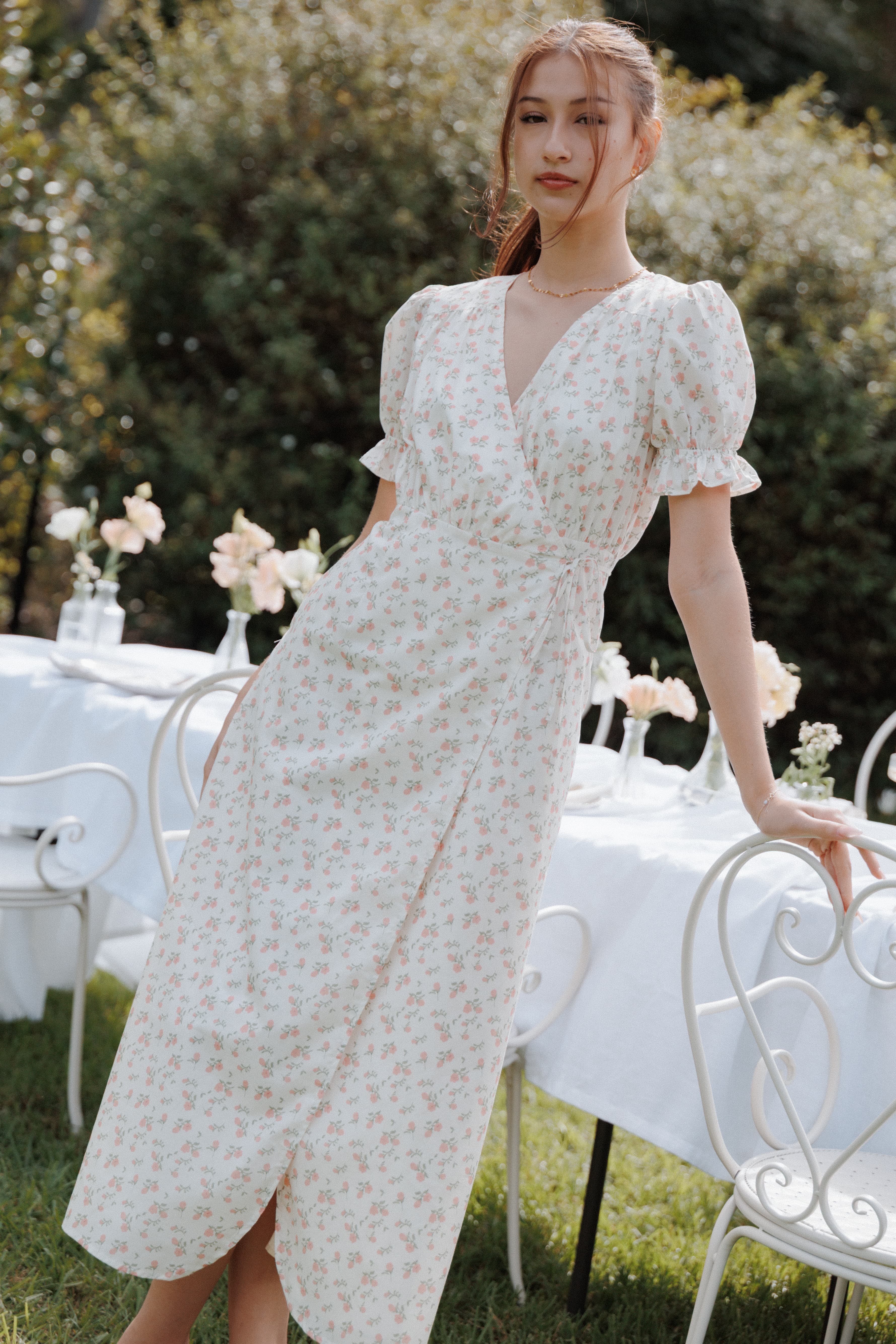 Midi Dress - Peach Floral