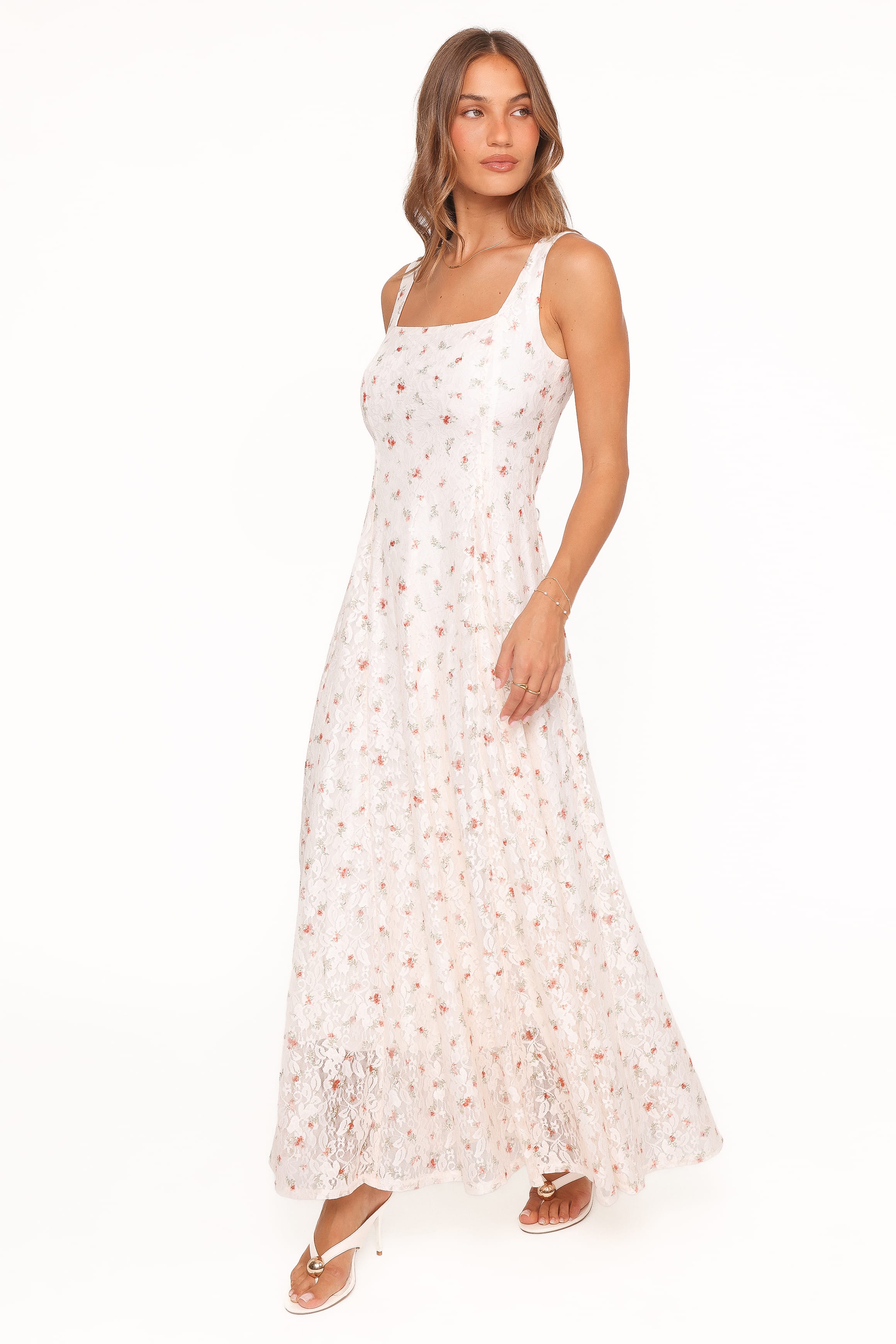 Maxi Dress - White Floral Lace