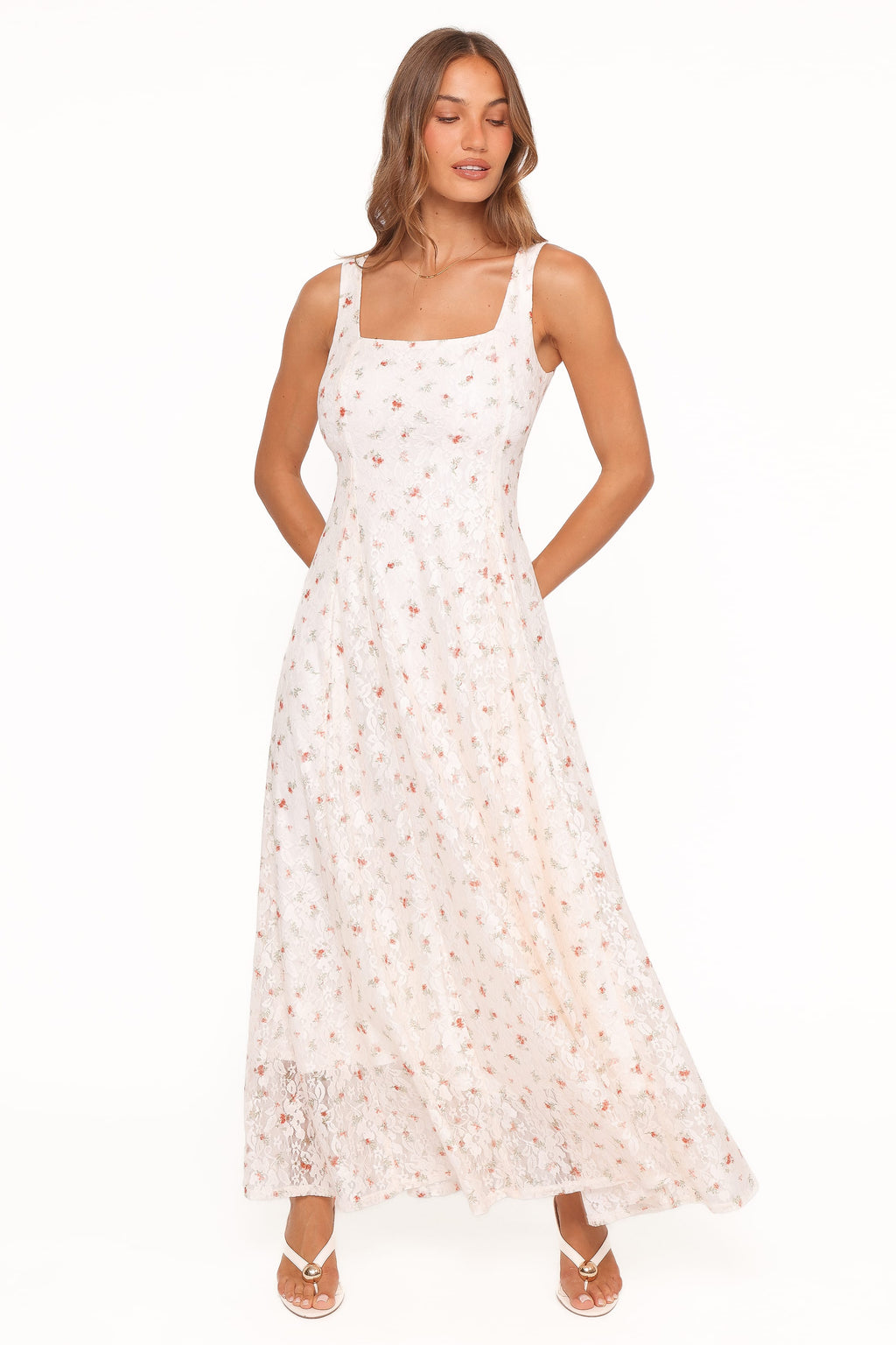 Maxi Dress - White Floral Lace