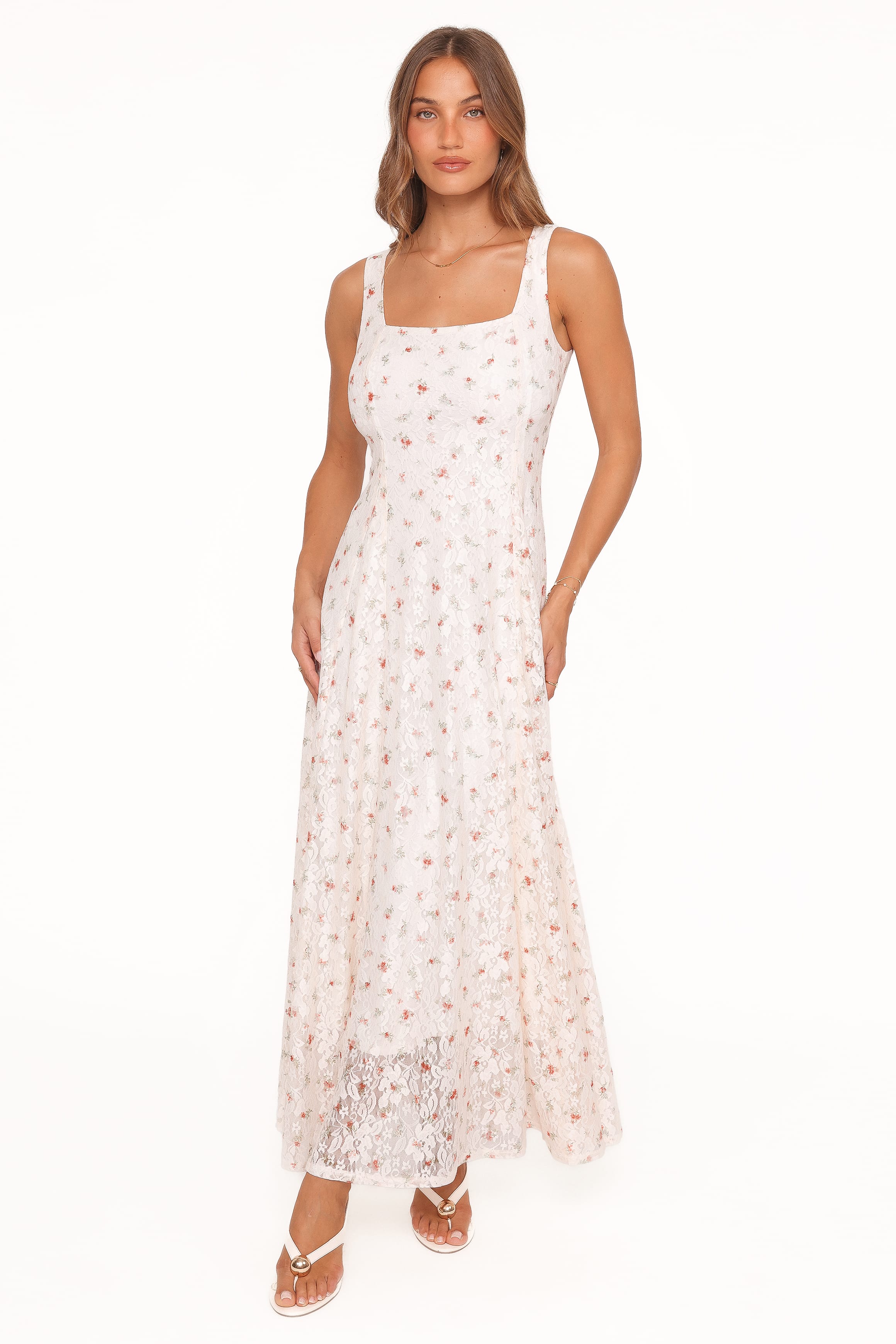 Maxi Dress - White Floral Lace
