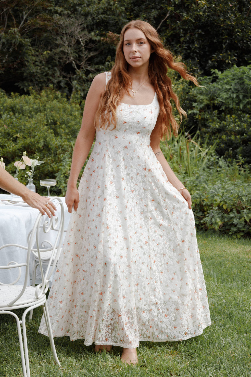 Maxi Dress - White Floral Lace