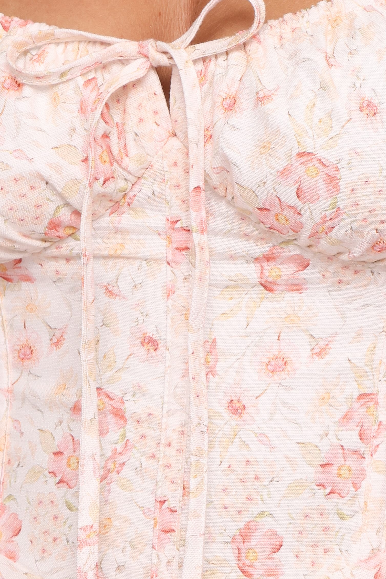 Midi Dress - Peach Floral Corset