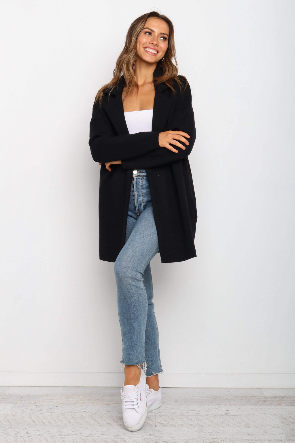 Long Knit Coat - Black