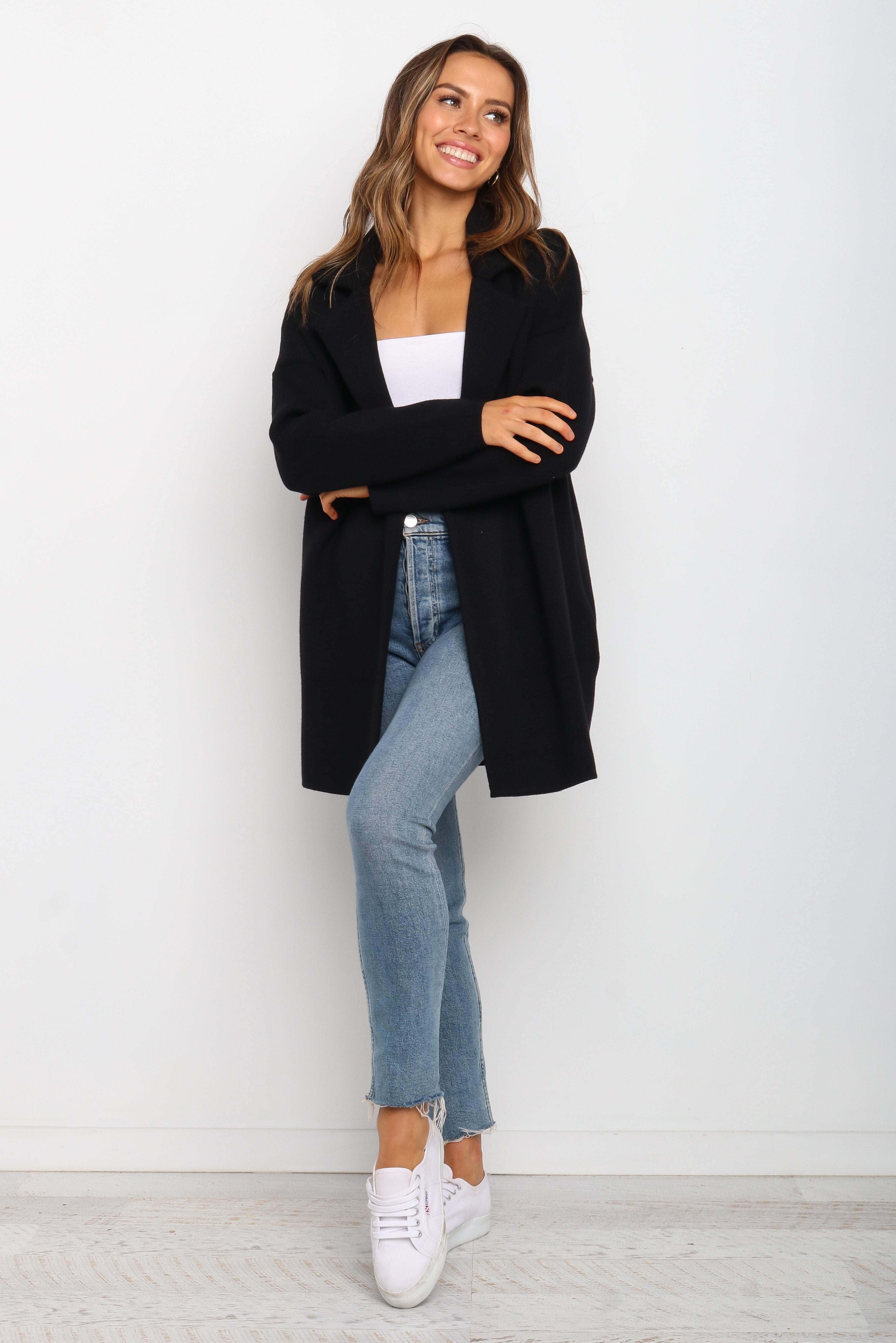 Long Knit Coat - Black
