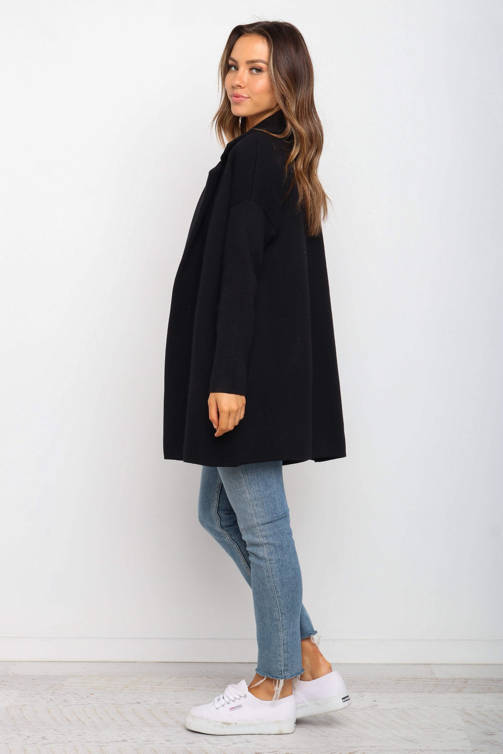 Long Knit Coat - Black