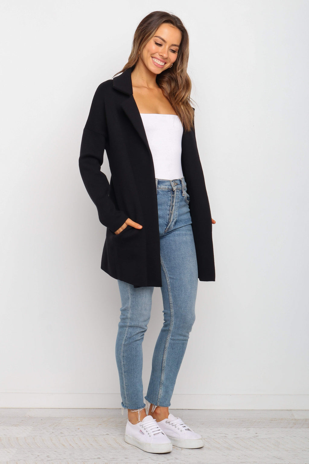 Long Knit Coat - Black