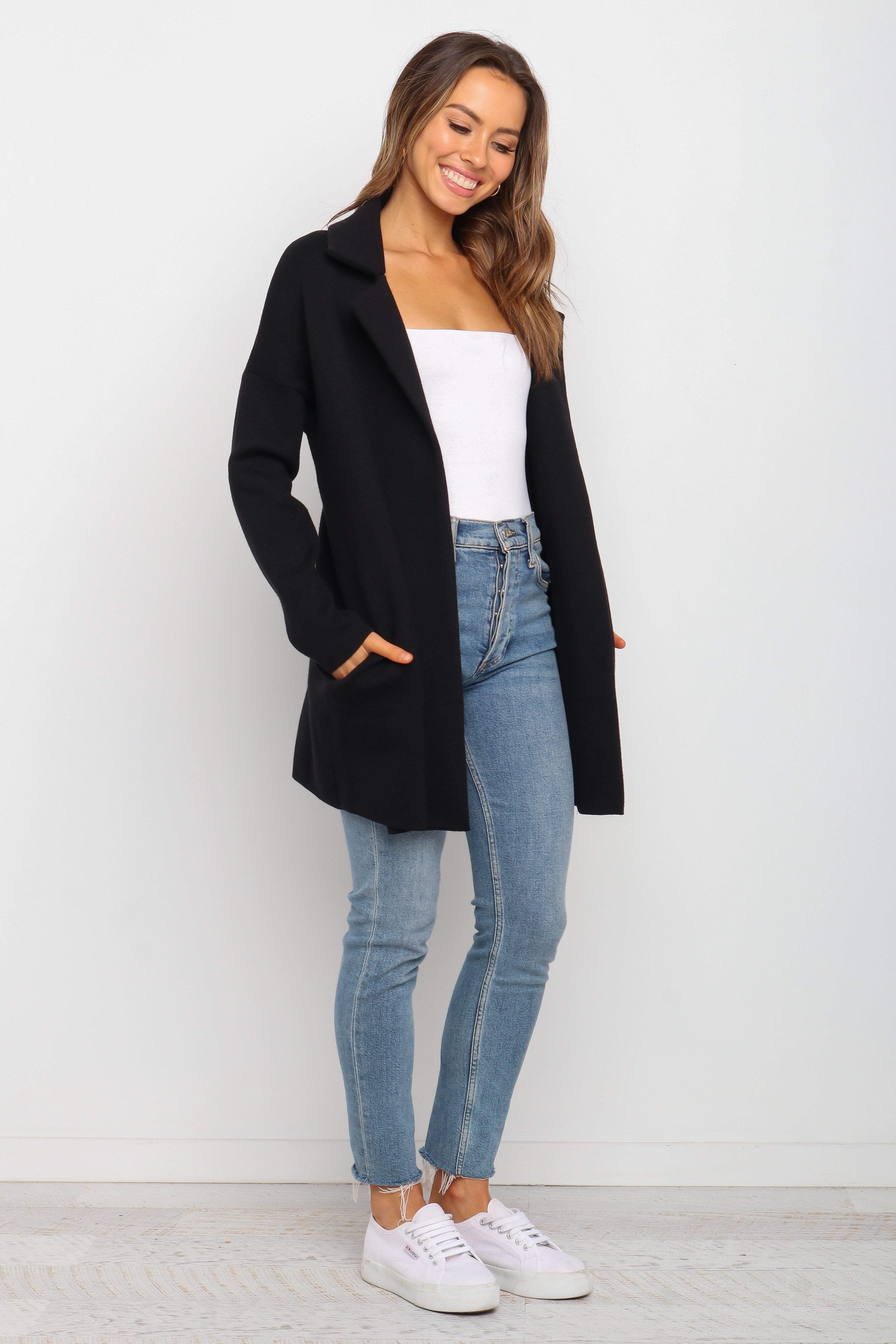 Long Knit Coat - Black