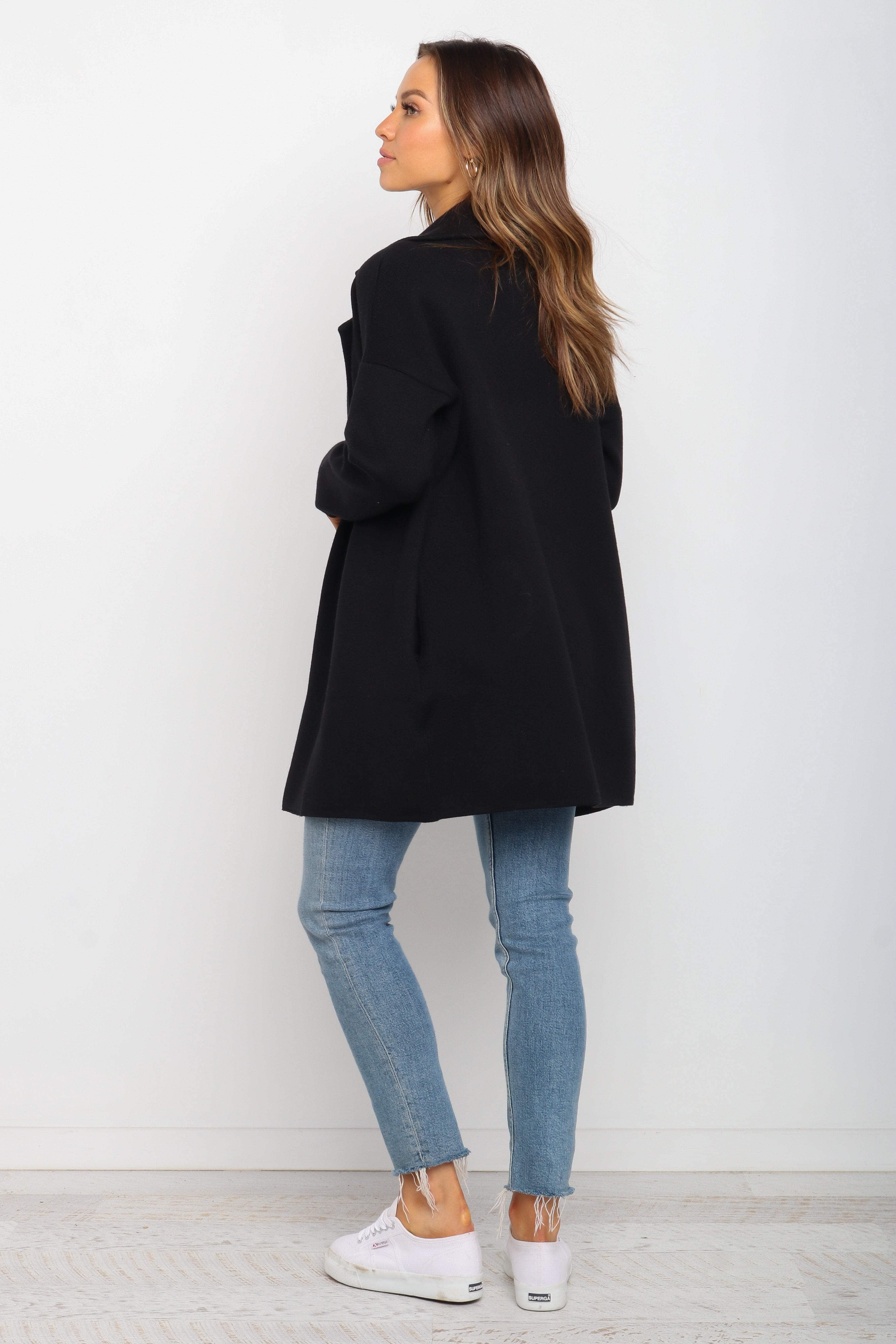 Long Knit Coat - Black