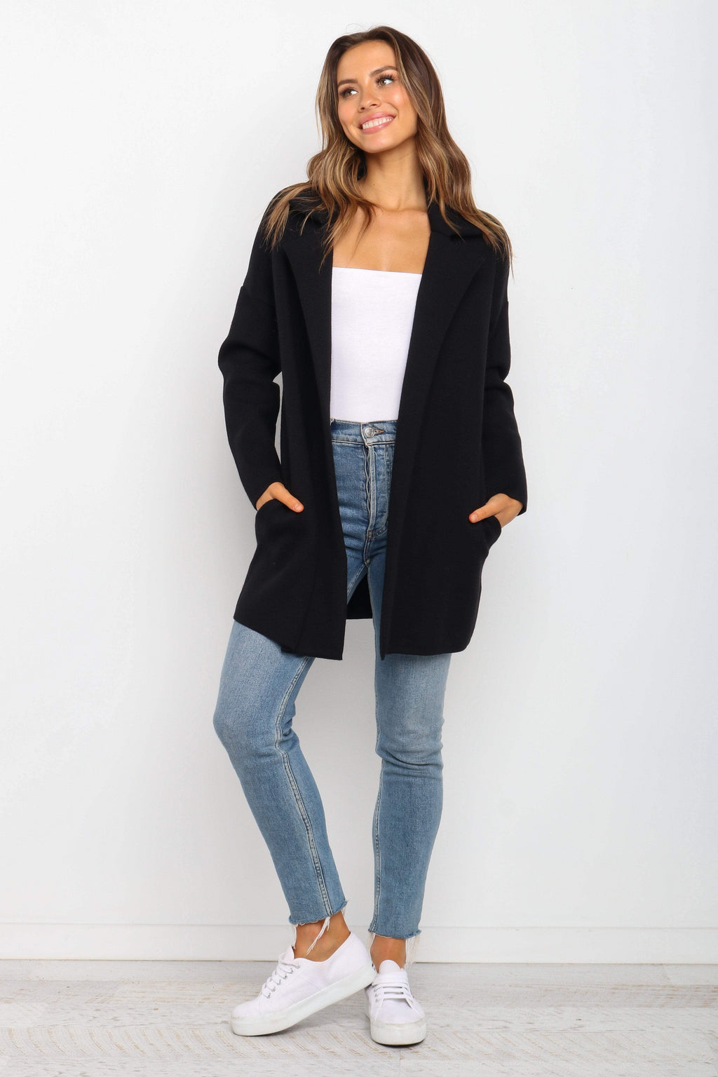 Long Knit Coat - Black