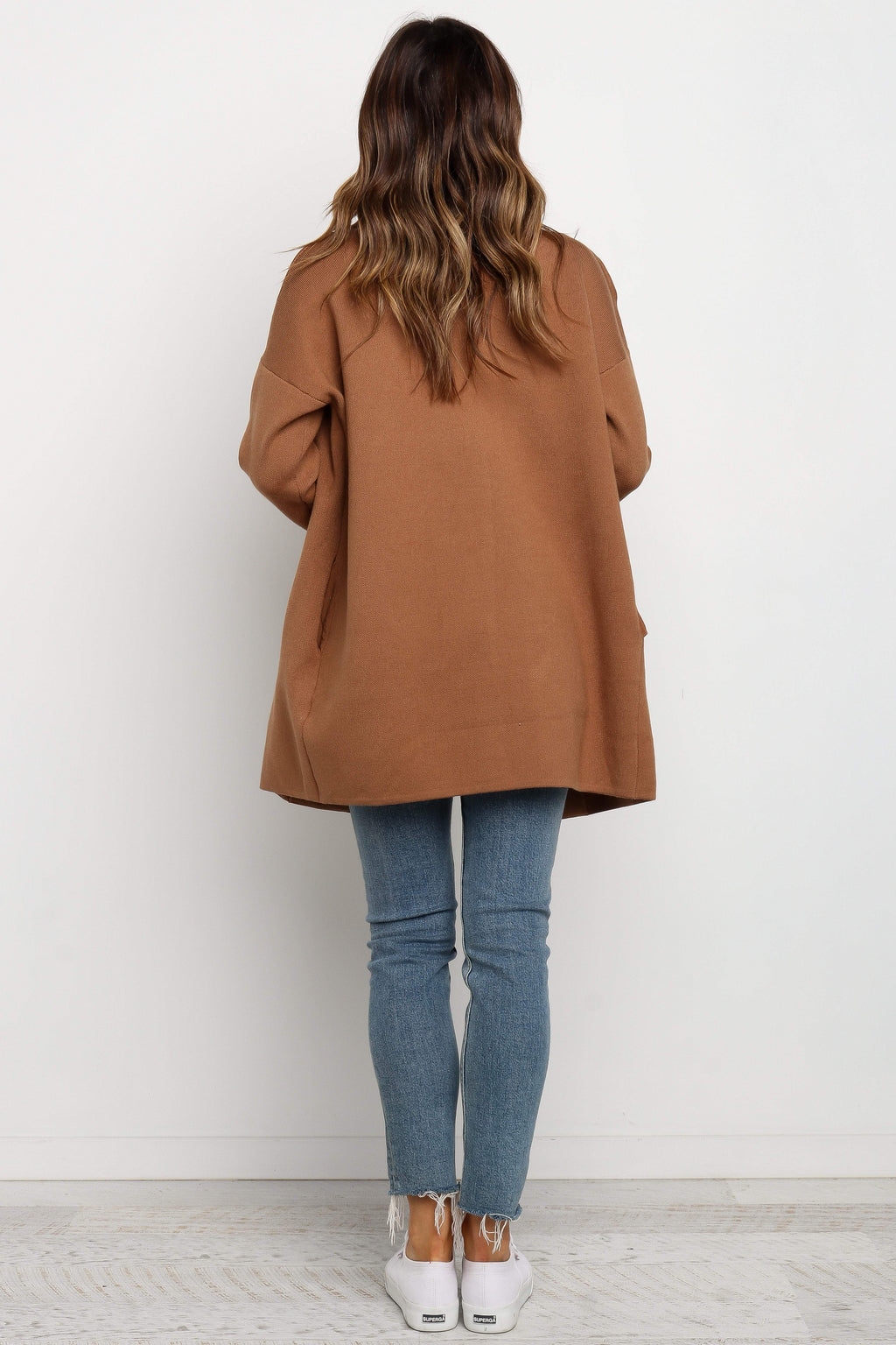 Long Knit Coat - Brown