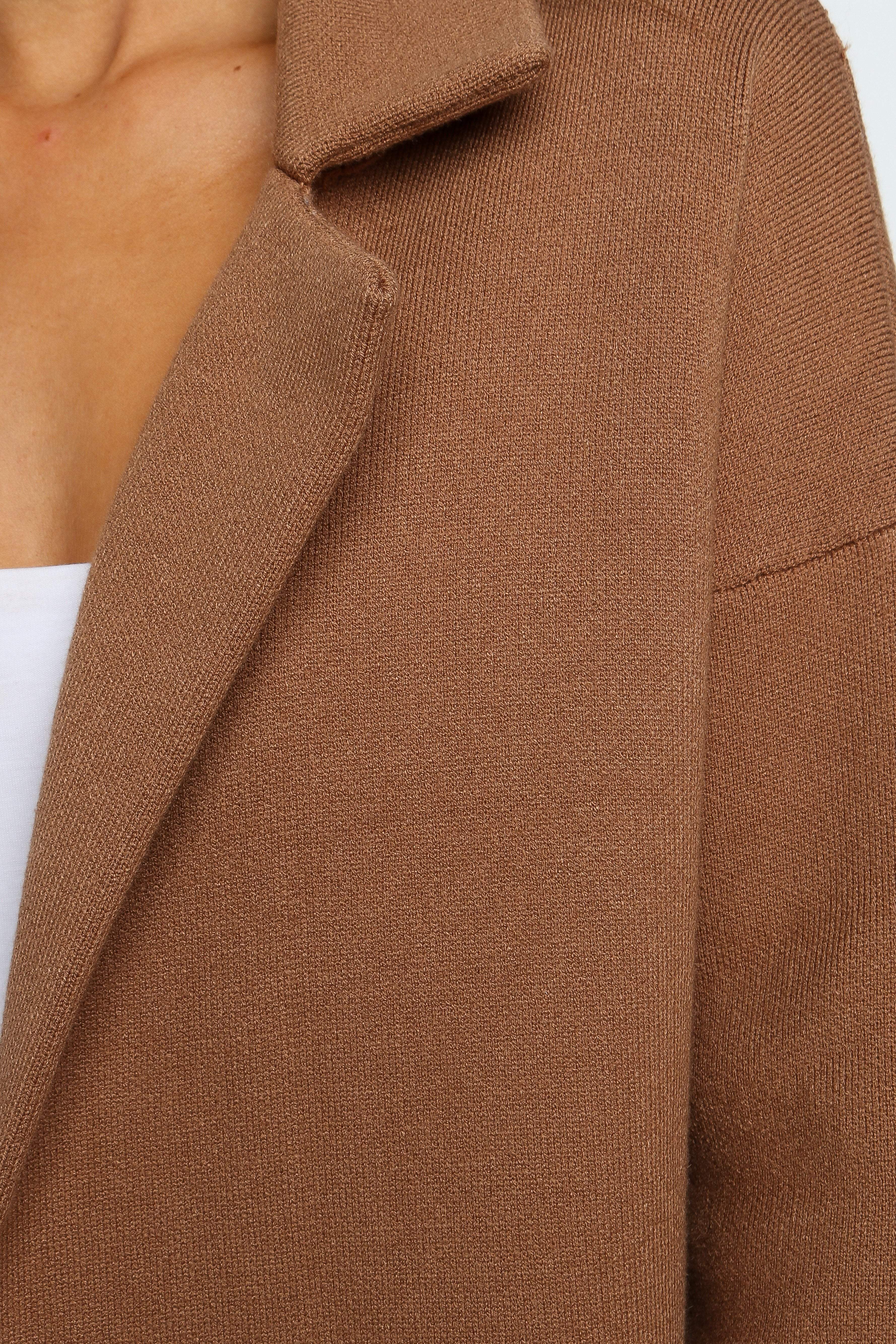 Long Knit Coat - Brown