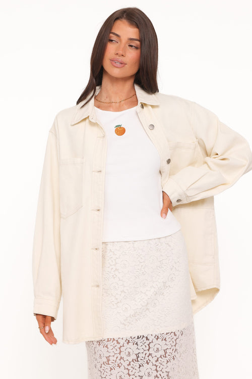 Denim Shirt Jacket - Ivory