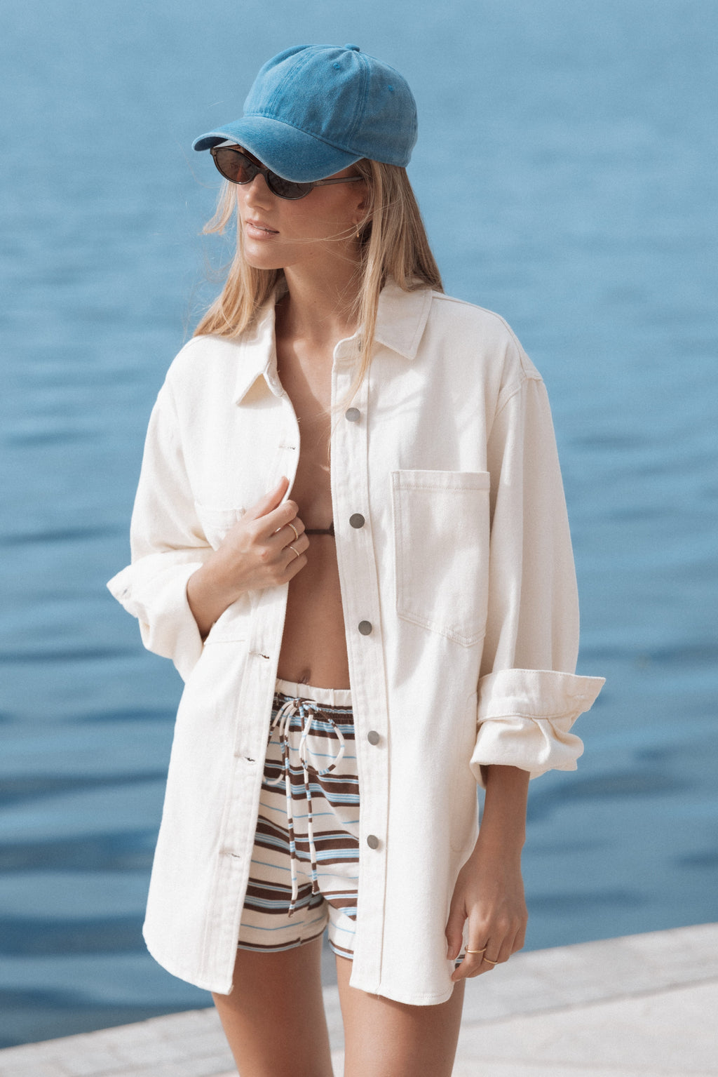 Denim Shirt Jacket - Ivory