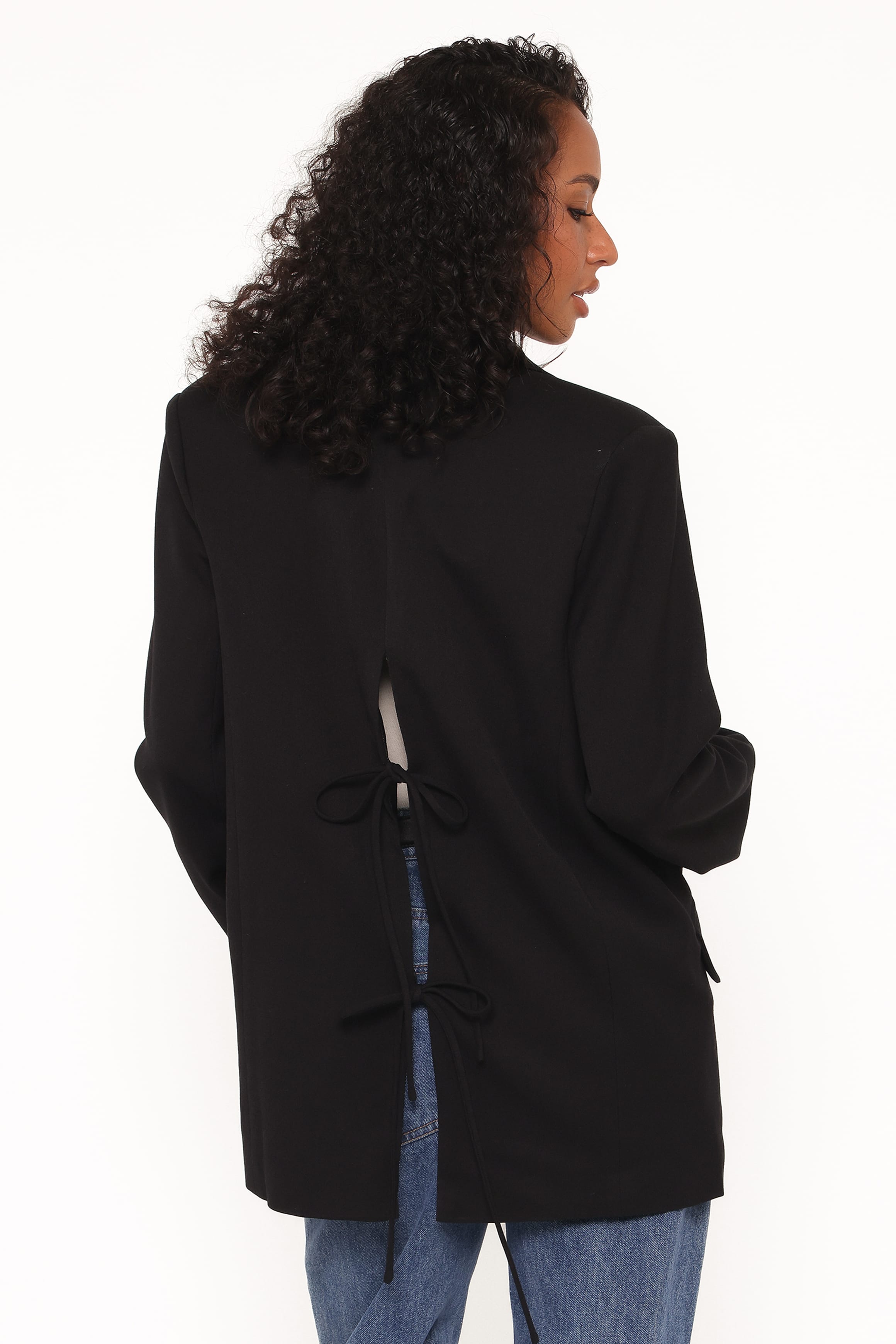 Tie Back Blazer - Black