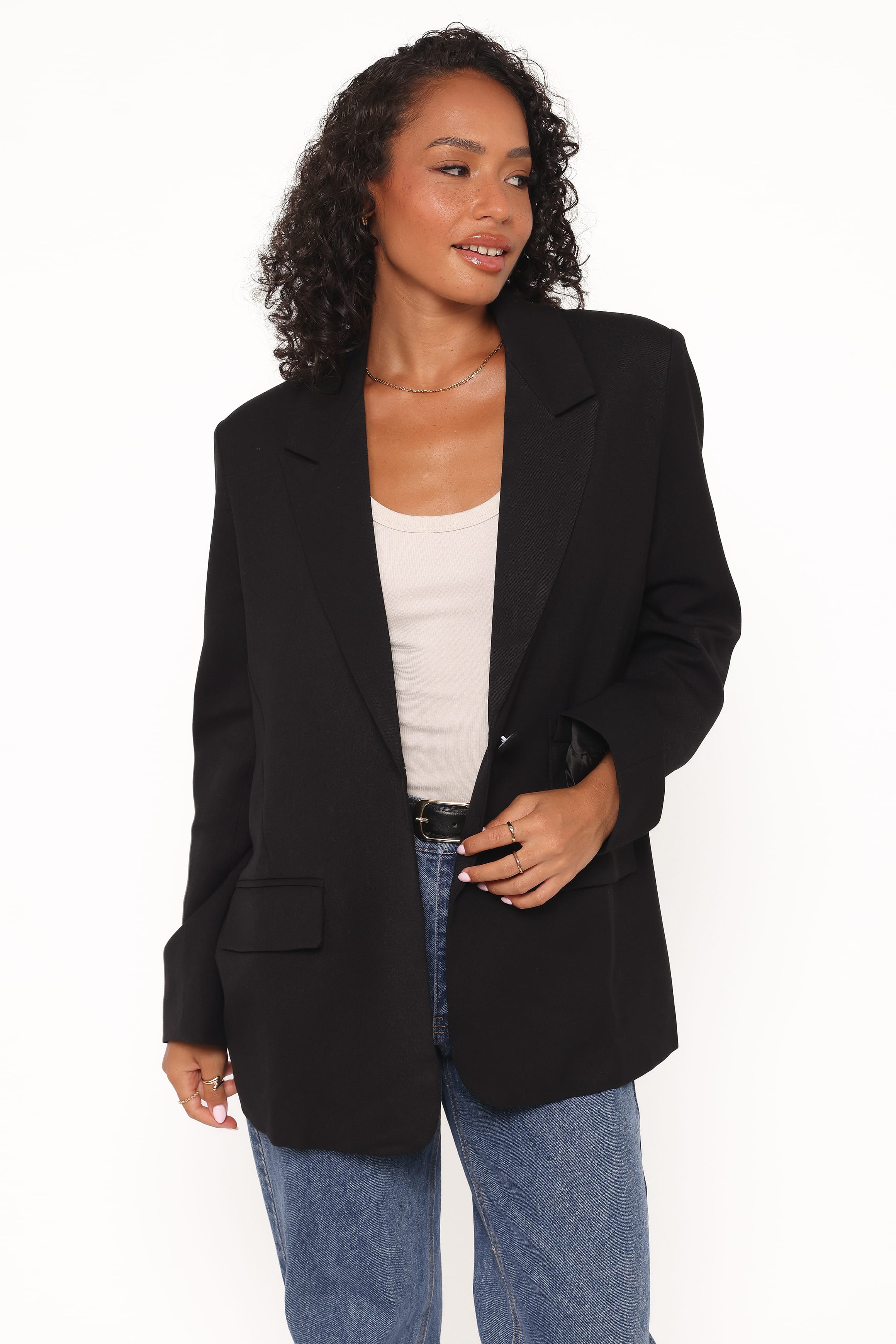 Tie Back Blazer - Black