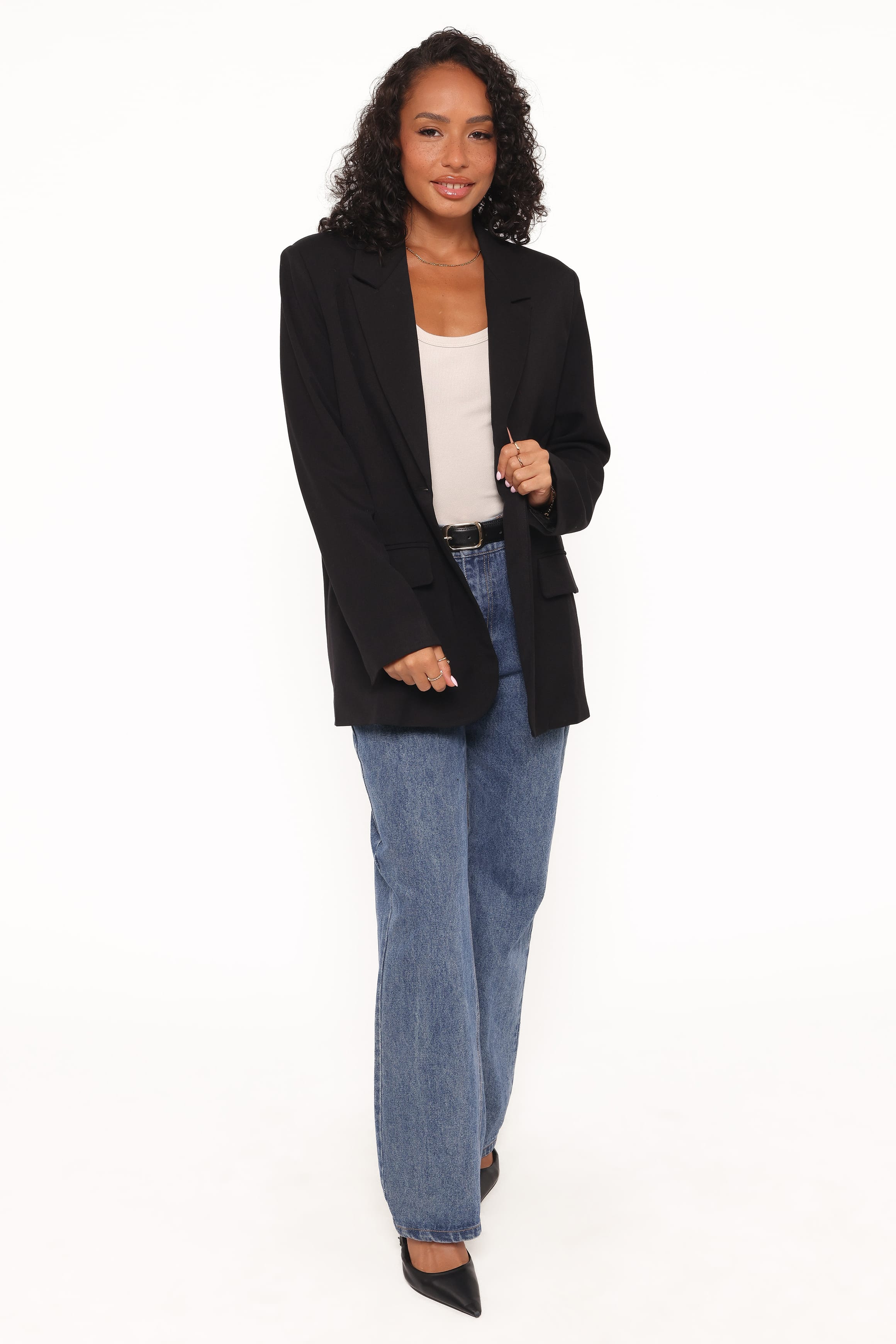 Tie Back Blazer - Black