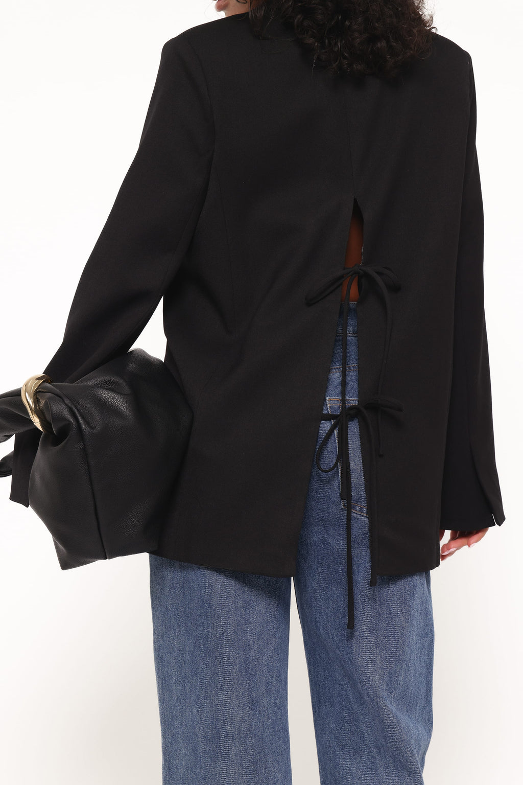 Tie Back Blazer - Black