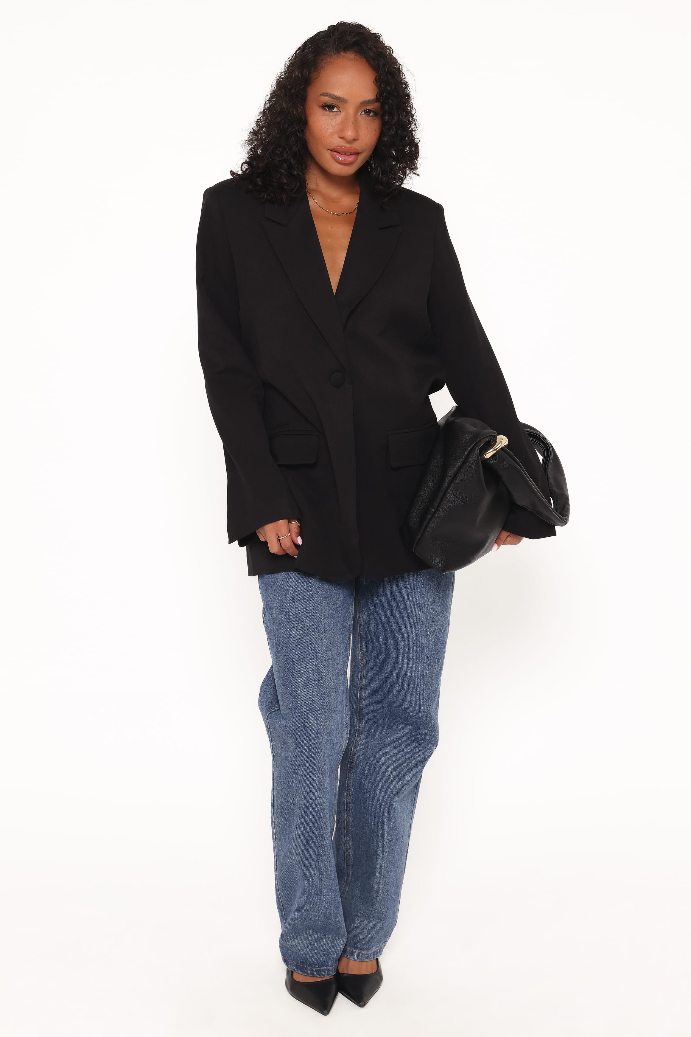 Tie Back Blazer - Black